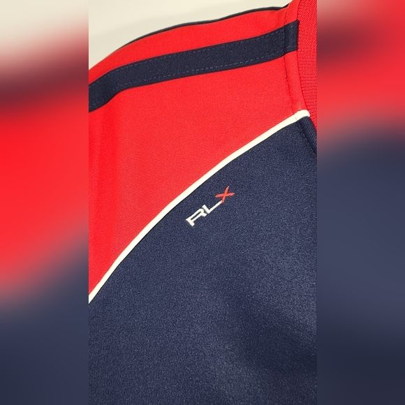 VINTAGE NWT Ralph Lauren RLX Fitness Full Zip Sweatshirt Size Large Red / Blue - Picture 3 of 16